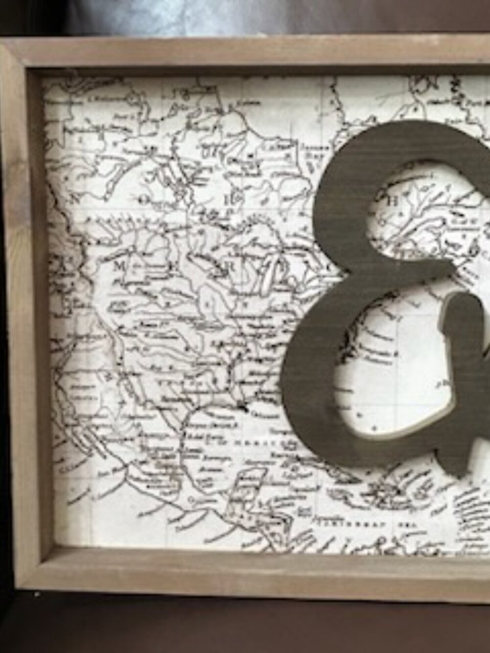 Vintage Framed "Explore" Artwork Wit Map Background Dark 3D Scripted Lettering - Picture 4 of 8